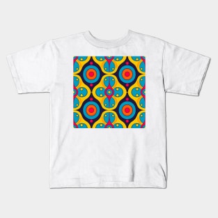 seamless Geometric pattern in retro '80 style of circles and lines Kids T-Shirt